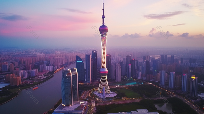 晚霞户外航拍建筑物实拍摄影图,高清,摄影图,摄影图片,图片大全,摄影图免费下载